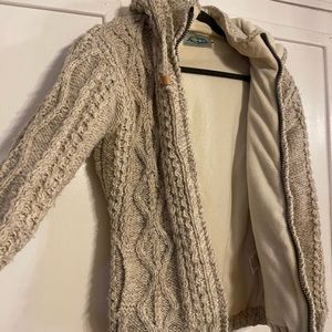 super thick and warm knit sweater jacket lined with fleece